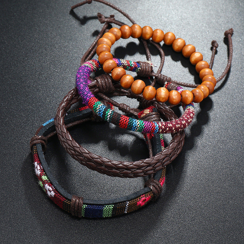 Handwoven Bohemian Retro Diy 4 Piece Bracelet Set
