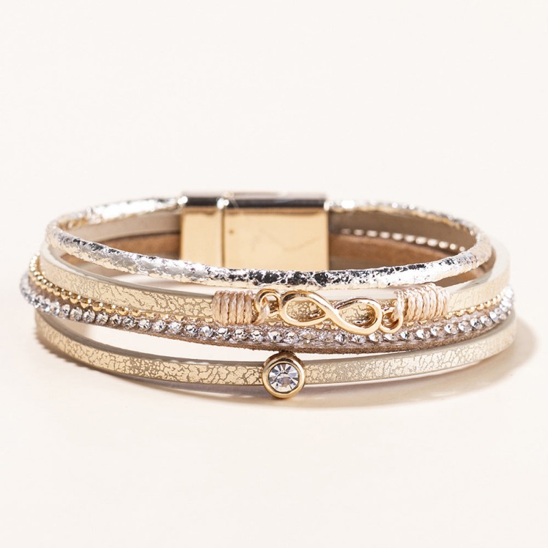 Punk Style Multi-layer Diamond Leather Bracelet