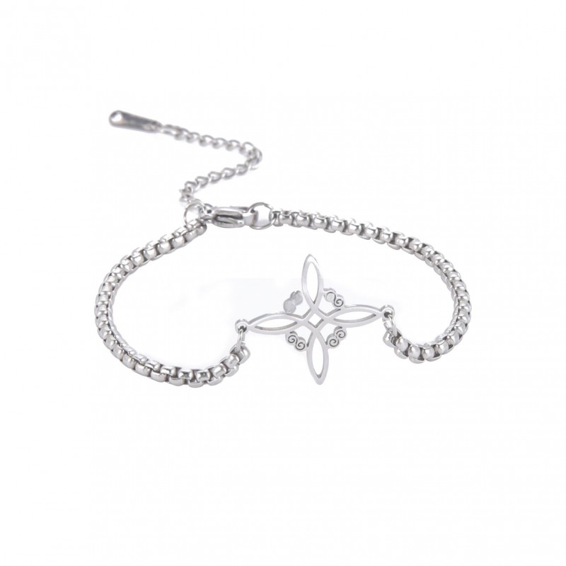 Witch knot S-shaped double hole pendant box chain stainless 