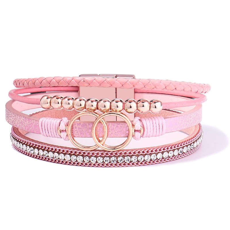 Handmade Magnetic Clasp Diamond Encrusted Leather Bracelet Handmade Magnetic Clasp Diamond Encrusted Leather Bracelet