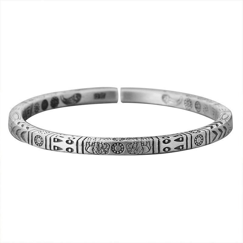 Men's silver adjustable Viking pattern Bracelet