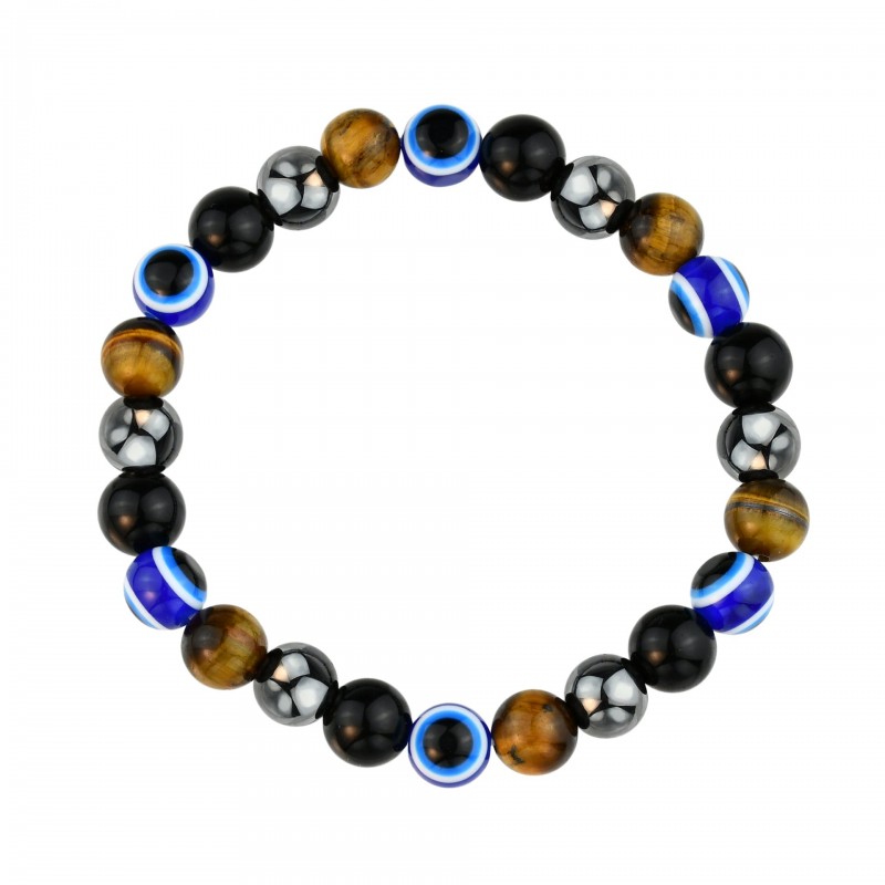 Tiger Eye Stone beaded Devil eye bracelet