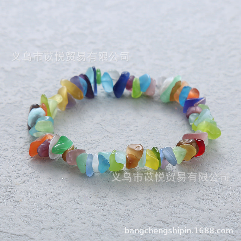 5pcs natural crystal gravel elastic bracelet colorful gravel