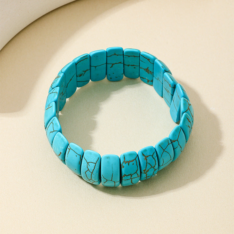 Fashion Retro Bohemian Style Wide Textured Turquoise Bracele