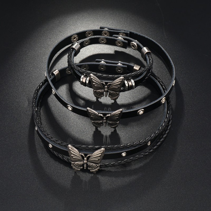 New Retro Butterfly Style Rivet Leather Popular Punk Style