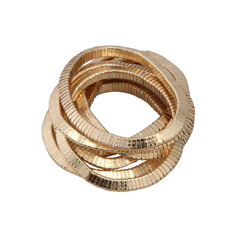 Light Luxury Multi-layer Gold and Silver Stacked Stretch Bracelet