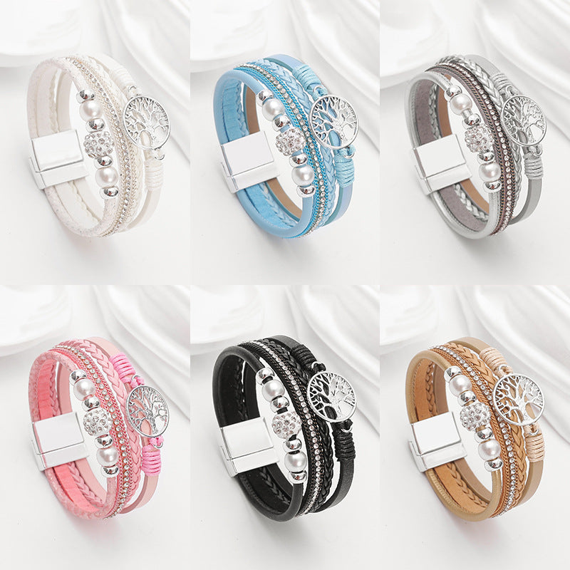 Ethnic style imitation pearl diamond ball magnetic clasp wov Ethnic style imitation pearl diamond ball magnetic clasp wov