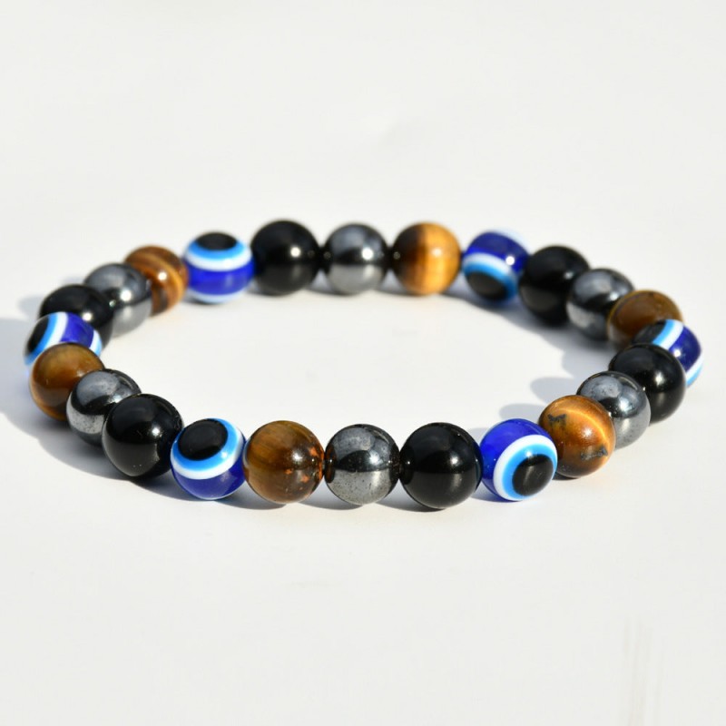 Tiger Eye Stone beaded Devil eye bracelet