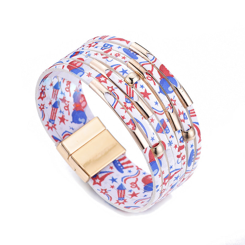 Alloy Tube Magnet Buckle Valentine's Day Leather Bracelet OLY-BT-LuoKun001 Alloy Tube Magnet Buckle Valentine's Day Leather Bracelet OLY-BT-LuoKun001