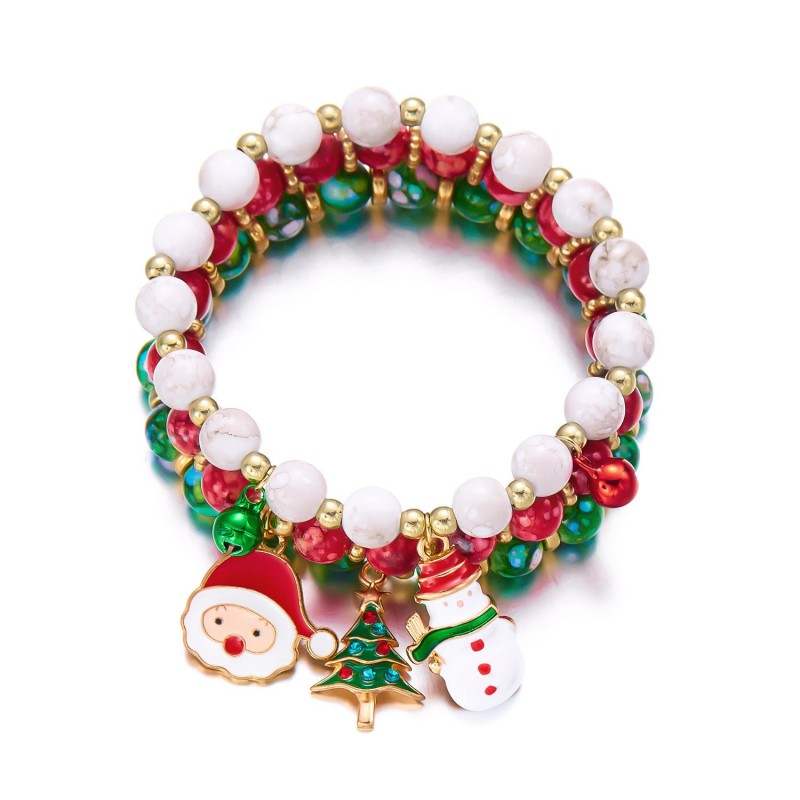 Christmas bracelet set snowman beaded bracelet
