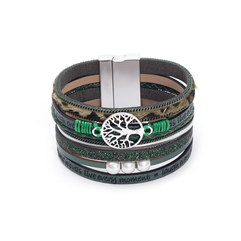 Hand Woven Leather Hollow Tree of Life Multilayer Bracelet Hand Woven Leather Hollow Tree of Life Multilayer Bracelet