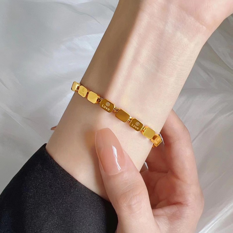 Titanium steel non-fading retro LOVE square snake bone bracelet