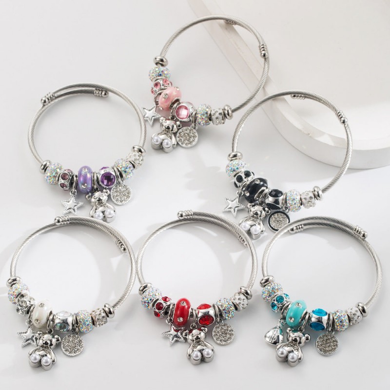 New Style Personalized Creative DIY Bear Star Round Stainles