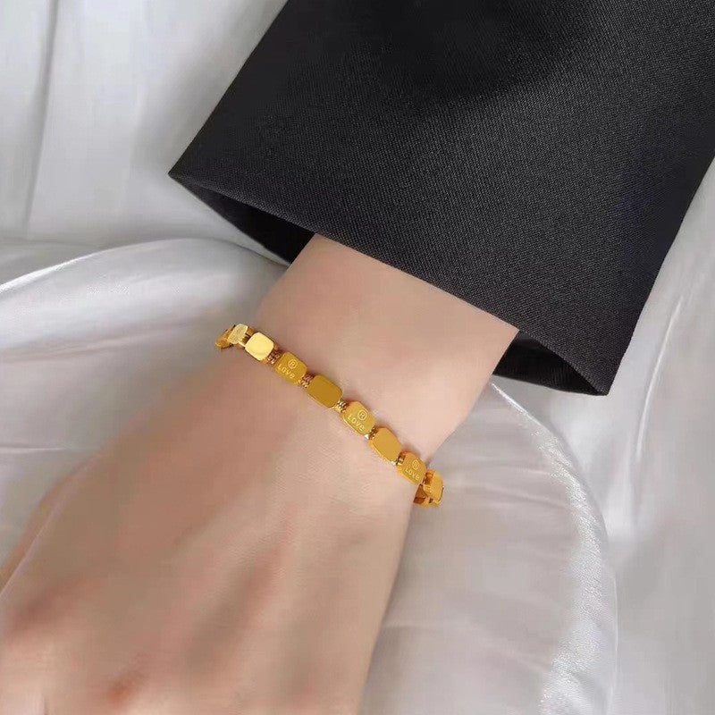 Titanium steel non-fading retro LOVE square snake bone bracelet