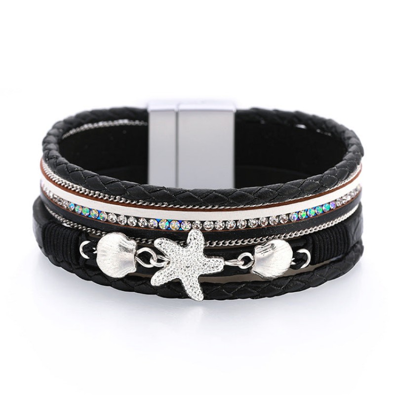 Ethnic Style Holiday Style Small Starfish Inlaid with Colorful Diamond Bracelets