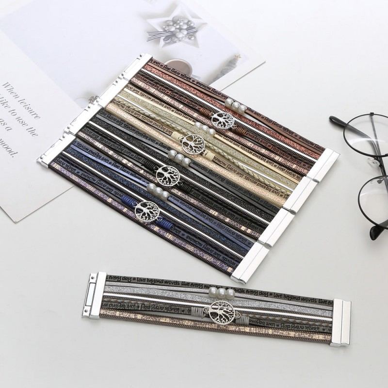 Hand Woven Leather Hollow Tree of Life Multilayer Bracelet Hand Woven Leather Hollow Tree of Life Multilayer Bracelet