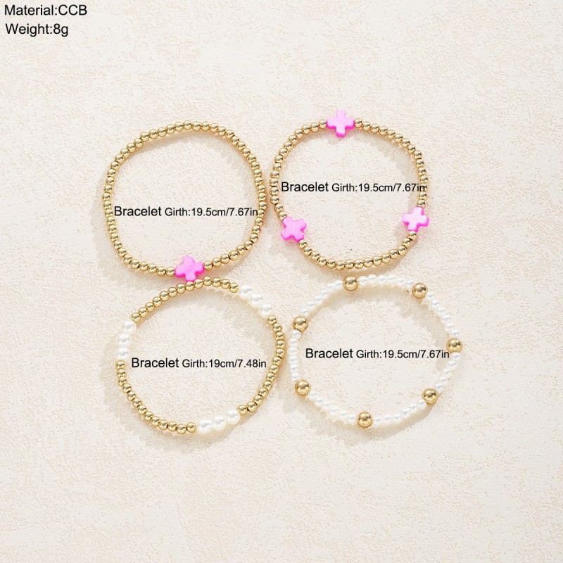 Bohemian Bead Cross Bracelet 4-Piece Set