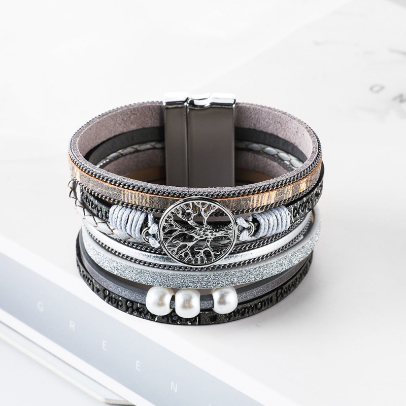 Hand Woven Leather Hollow Tree of Life Multilayer Bracelet Hand Woven Leather Hollow Tree of Life Multilayer Bracelet
