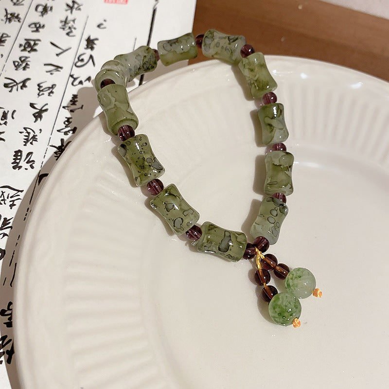 Tide Elegant Pearl Crystal Jade Double Circle Bracelet