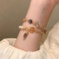Tide Elegant Pearl Crystal Jade Double Circle Bracelet