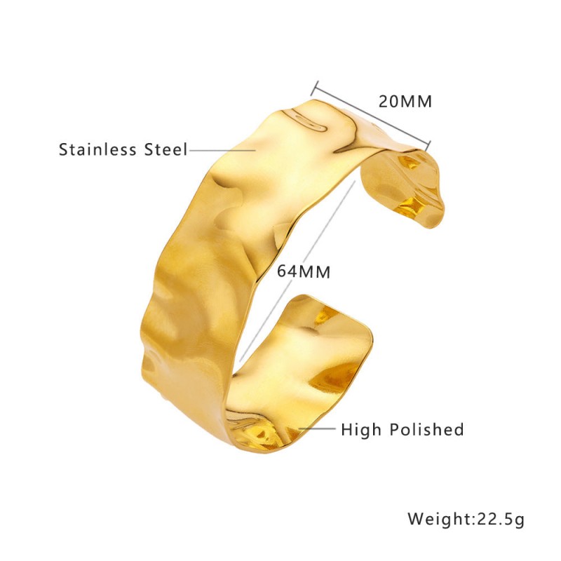 stainless steel bracelet C-shaped retro gold open bracelet