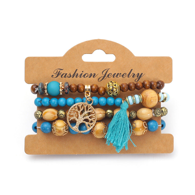 Bohemian multi-layered wooden beaded bracelet jewelry Bohemian multi-layered wooden beaded bracelet jewelry