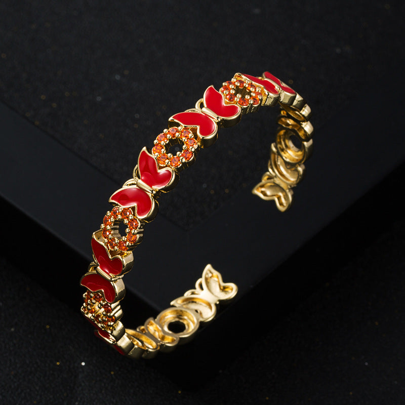 Copper Gold Plated Oil Dropping Butterfly Bracelet Advanced 