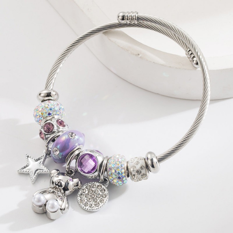 New Style Personalized Creative DIY Bear Star Round Stainles
