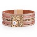 Bohemian Multi-layered Leather Buckle with Pearl Bracelet