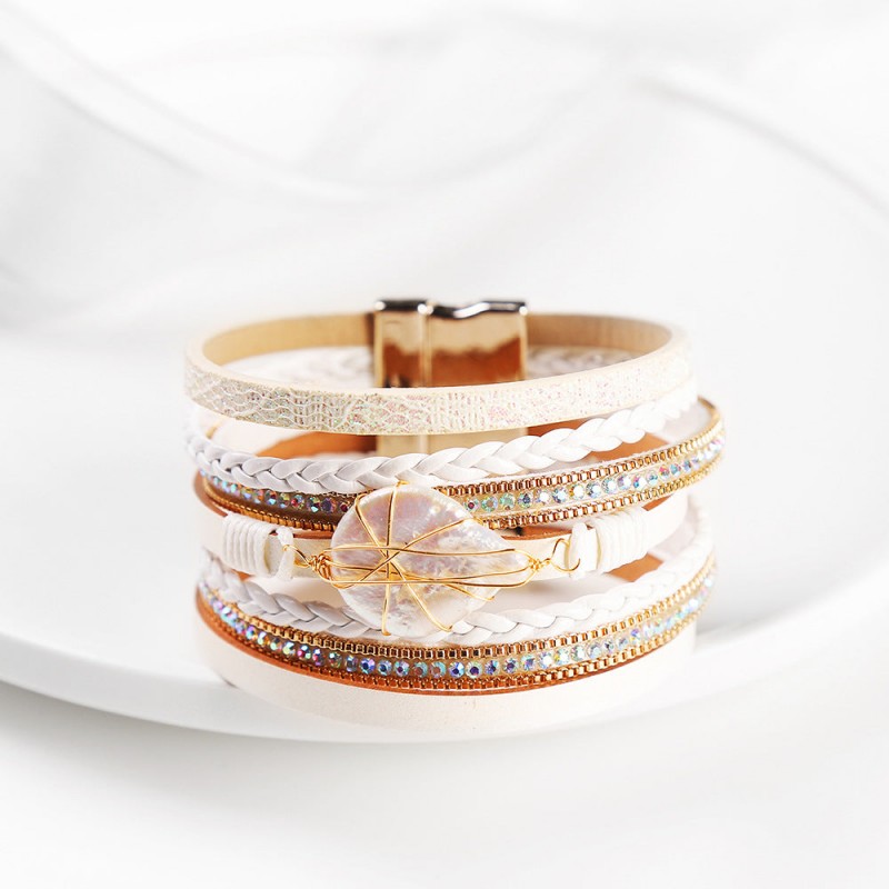 Baroque Freshwater Pearl Braided Multi-Layered Leather Bracelet Baroque Freshwater Pearl Braided Multi-Layered Leather Bracelet