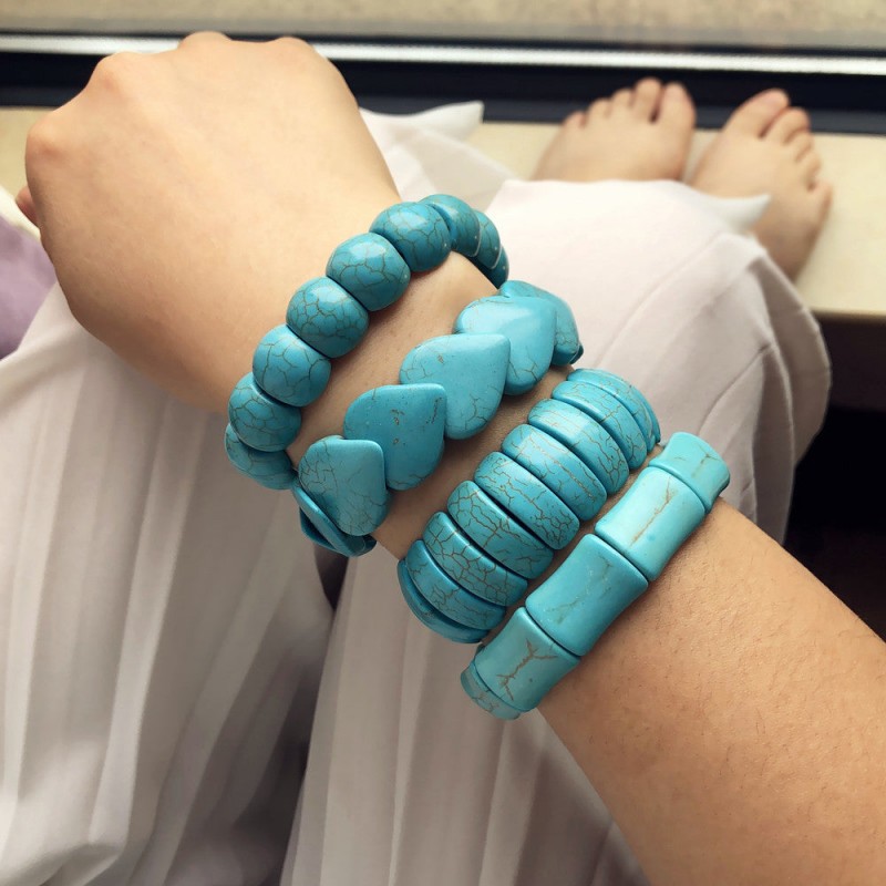 wide surface elastic rope turquoise vintage heart-shaped bra