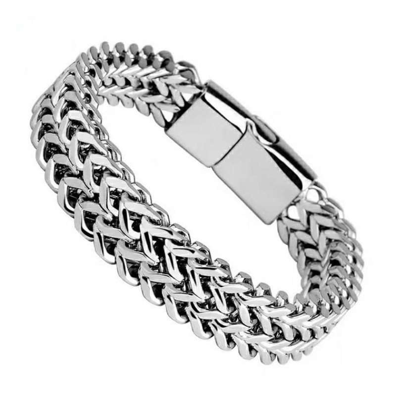 Titanium steel bracelet double row square chain magnet clasp Titanium steel bracelet double row square chain magnet clasp