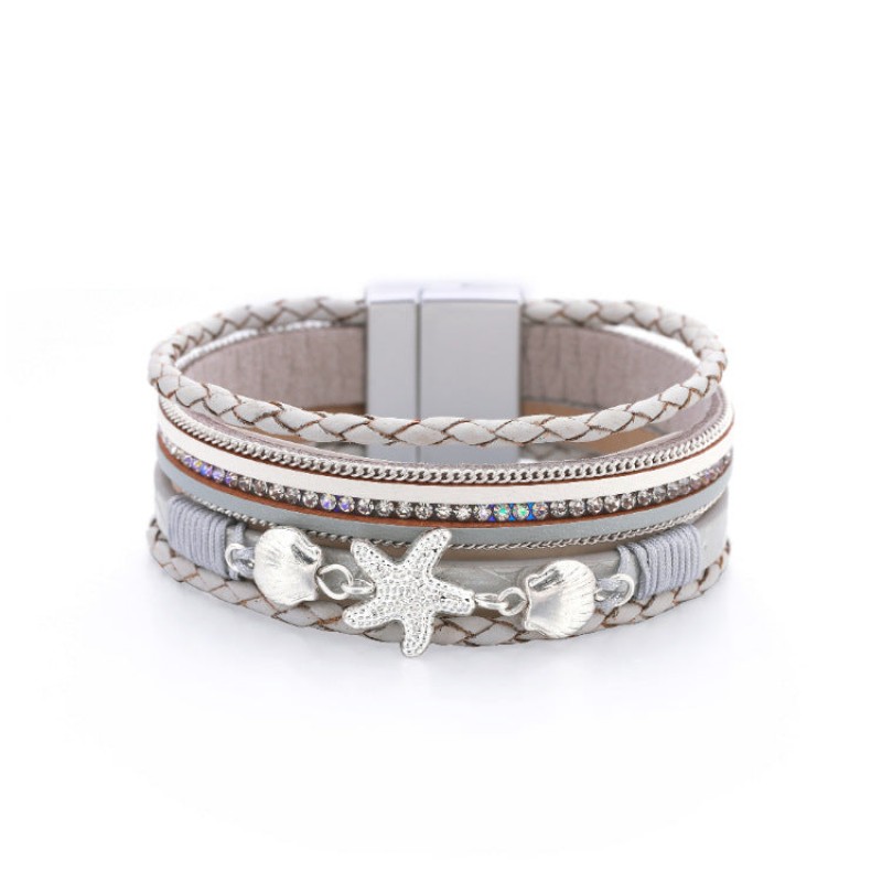 Ethnic Style Holiday Style Small Starfish Inlaid with Colorful Diamond Bracelets