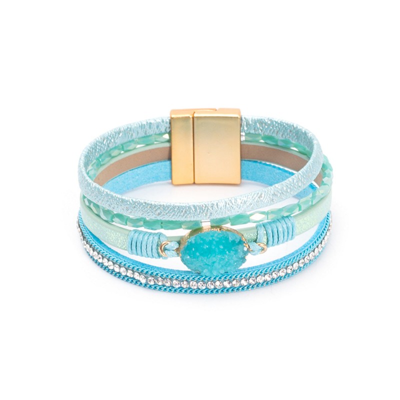 Crystal Studded Vintage Ethnic Style Beaded Leather Bracelet Crystal Studded Vintage Ethnic Style Beaded Leather Bracelet