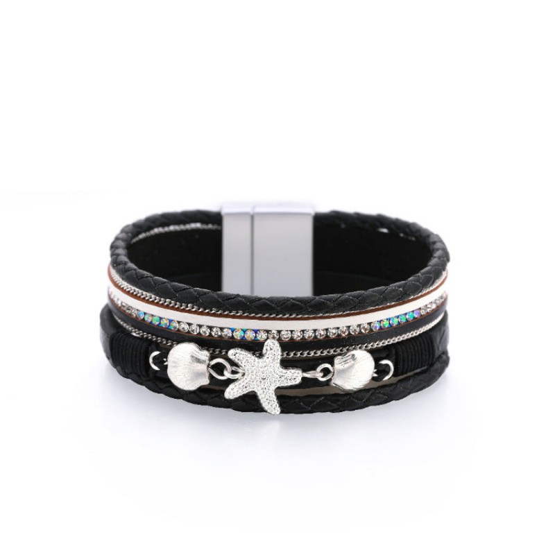 Ethnic Style Holiday Style Small Starfish Inlaid with Colorful Diamond Bracelets