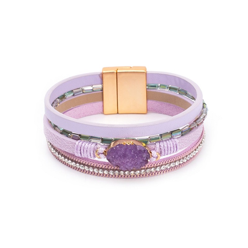 Crystal Studded Vintage Ethnic Style Beaded Leather Bracelet Crystal Studded Vintage Ethnic Style Beaded Leather Bracelet