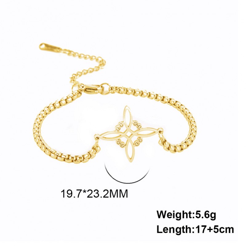 Witch knot S-shaped double hole pendant box chain stainless 