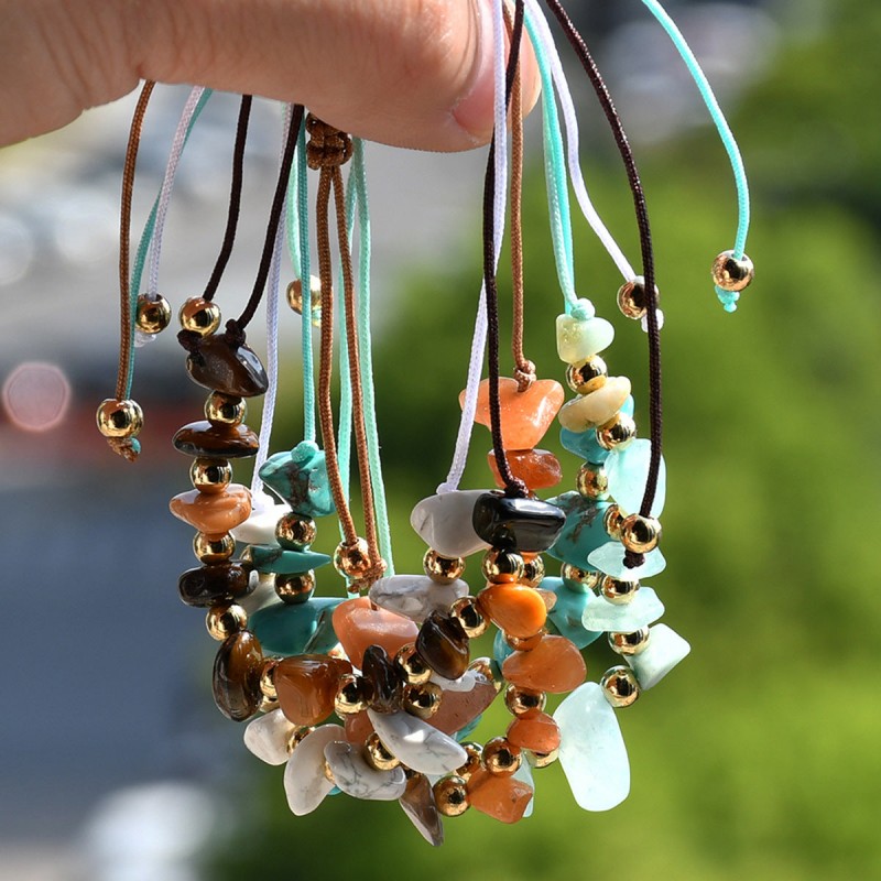 fashion hand-woven irregular gravel beaded crystal bracelet