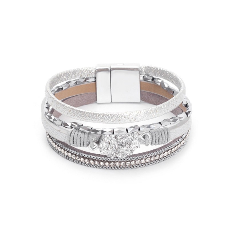 Crystal Studded Vintage Ethnic Style Beaded Leather Bracelet Crystal Studded Vintage Ethnic Style Beaded Leather Bracelet