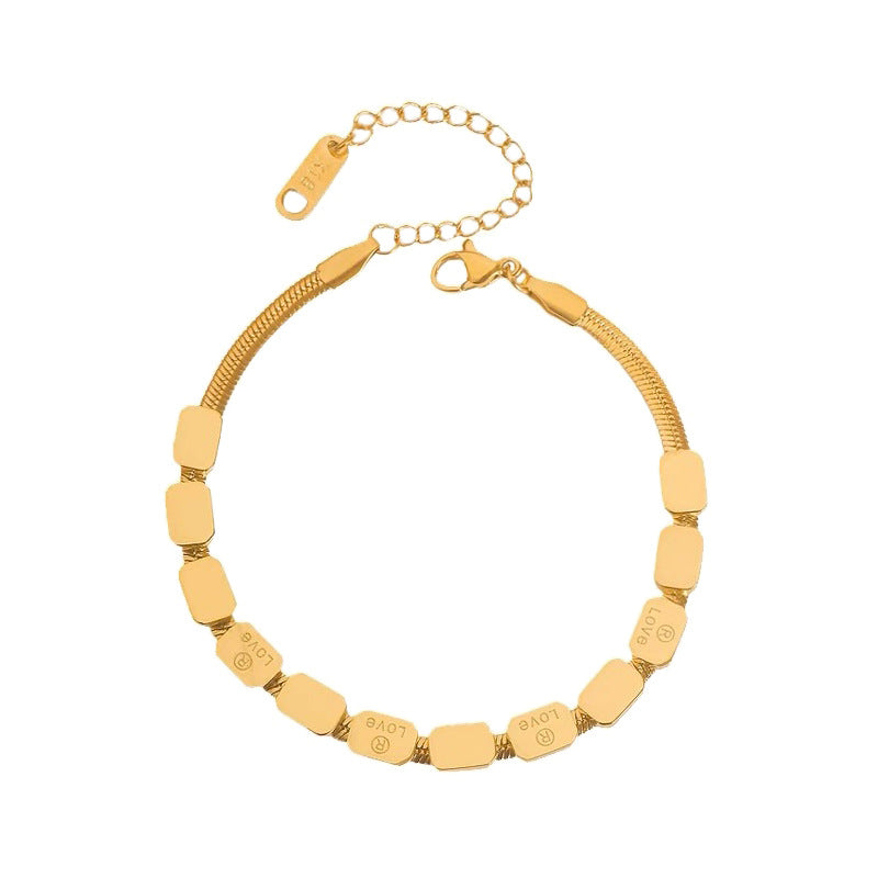 Titanium steel non-fading retro LOVE square snake bone bracelet
