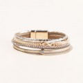 Punk Style Multi-layer Diamond Leather Bracelet
