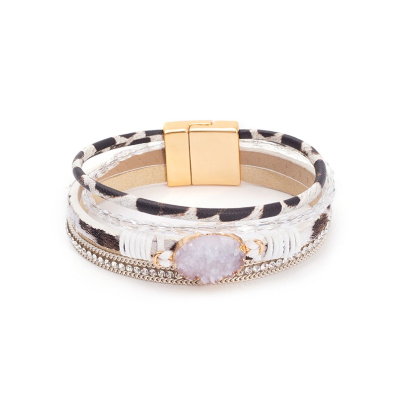 Crystal Studded Vintage Ethnic Style Beaded Leather Bracelet Crystal Studded Vintage Ethnic Style Beaded Leather Bracelet