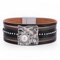 Bohemian Multi-layered Leather Buckle with Pearl Bracelet