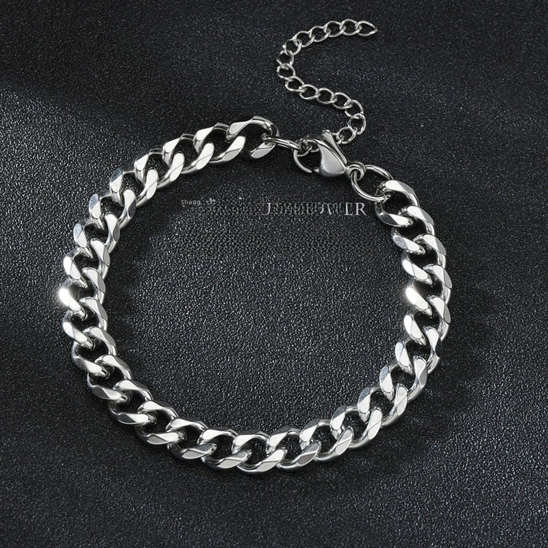 Stainless steel stylish six-sided polished Cuban chain