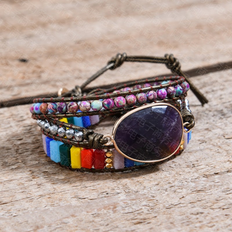 amethyst woven bohemian creative multi-layer bracelet amethyst woven bohemian creative multi-layer bracelet