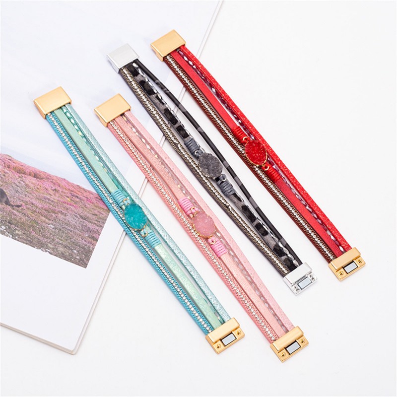 Crystal Studded Vintage Ethnic Style Beaded Leather Bracelet Crystal Studded Vintage Ethnic Style Beaded Leather Bracelet