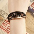 Boho Style Natural Stone Beaded Leather Magnetic Bracelet