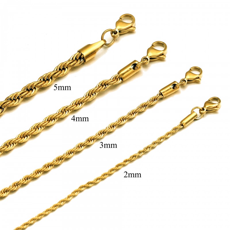 Stainless Steel Twist Bracelet Gold Plated Braided Chain