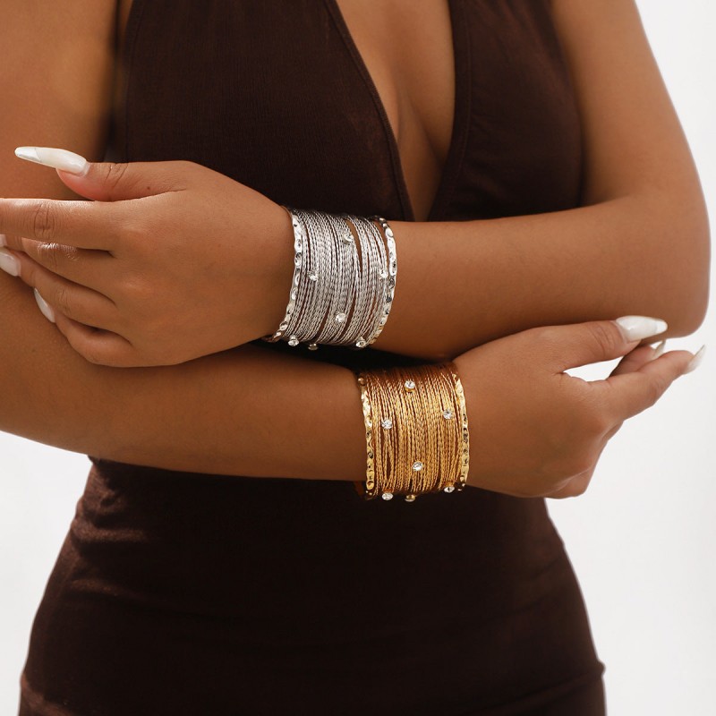 Retro Punk Style Wide Edition Metal Brushed Wire Strip Open  Retro Punk Style Wide Edition Metal Brushed Wire Strip Open