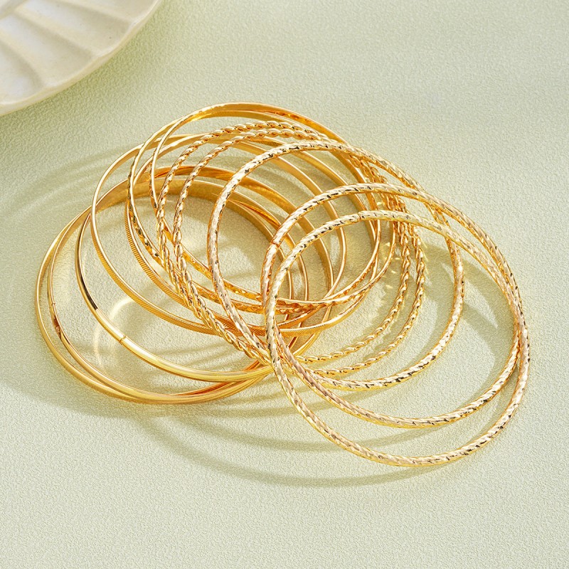 Retro exaggerated stacking wide bracelet set